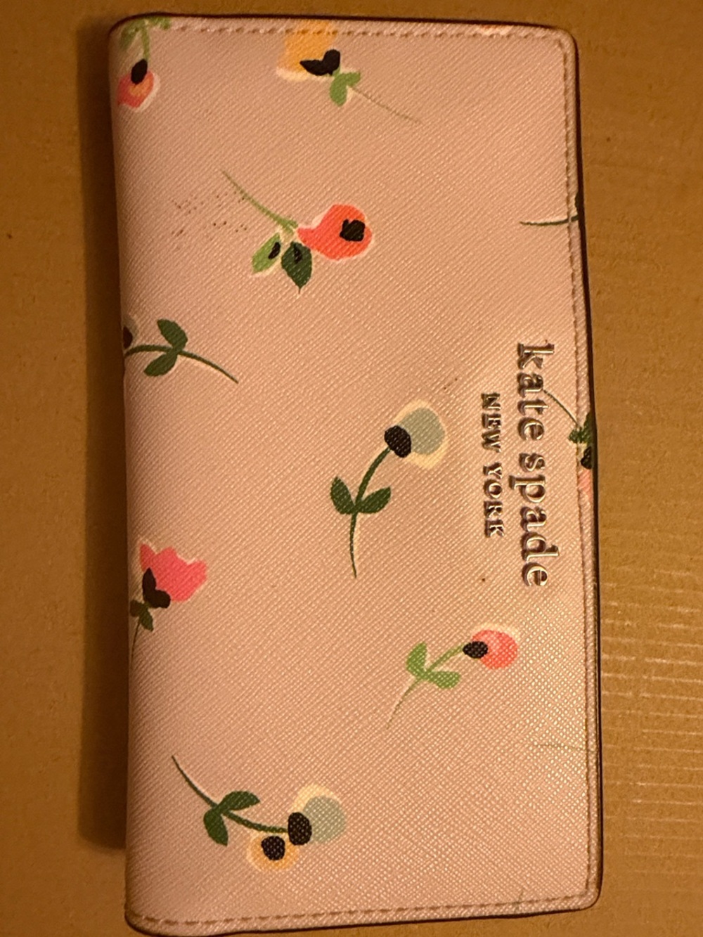kate spade Pink Floral Continental Wallet with Multicolor Blooms